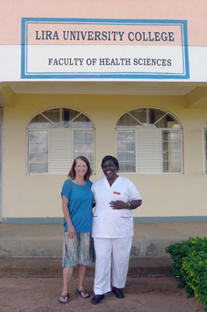 Nurse Educator Mary Horgan (left) and Ugandan Midwife Mary Elizabeth Nawil (right) at Lira University College