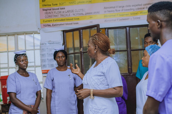 Sister Federica Coker and midwives at Makeni Regional Referral Hospital in Sierra Leone