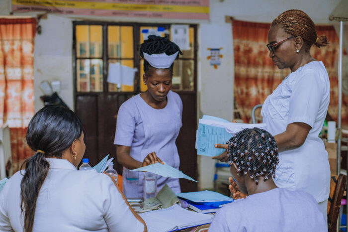 Sister Federica Coker and midwives at Makeni Regional Referral Hospital in Sierra Leone