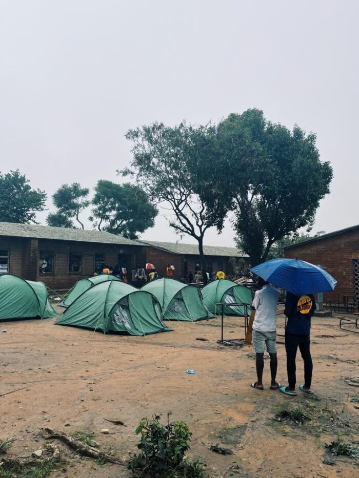 A image of the view of the Manja emergency displacement camp in Malawi during Cyclone Freddy in 2023