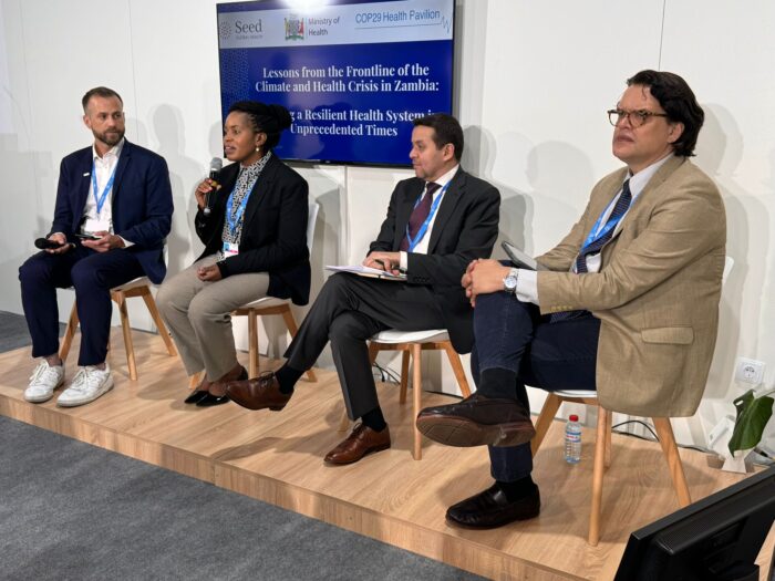 Participants at the Seed Global Health  WHO Pavilion at COP29.