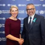 WHO Director-General Dr Tedros Adhanom Ghebreyesus meet with Vanessa Kerry, CEO of Seed Global Health at the Palais des Nations in Geneva, Switzerland. May 2025.